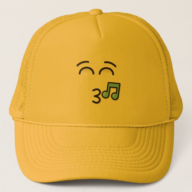 Whistling Face with Smiling Eyes Trucker Hat (Front)