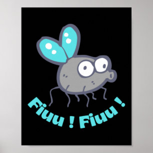 Whistling Fly And Turquoise Inscription Sticker Poster