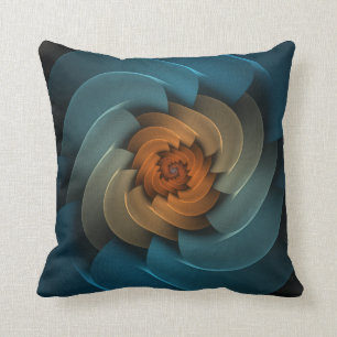 Whistling in the Dark Turquoise & Orange Abstract Throw Pillow
