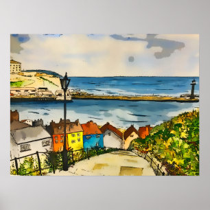 Whitby 199 Steps original Art Poster