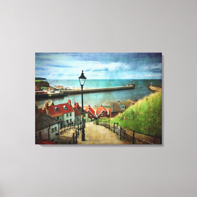 Whitby Harbor from 199 Steps Canvas Print (Front)