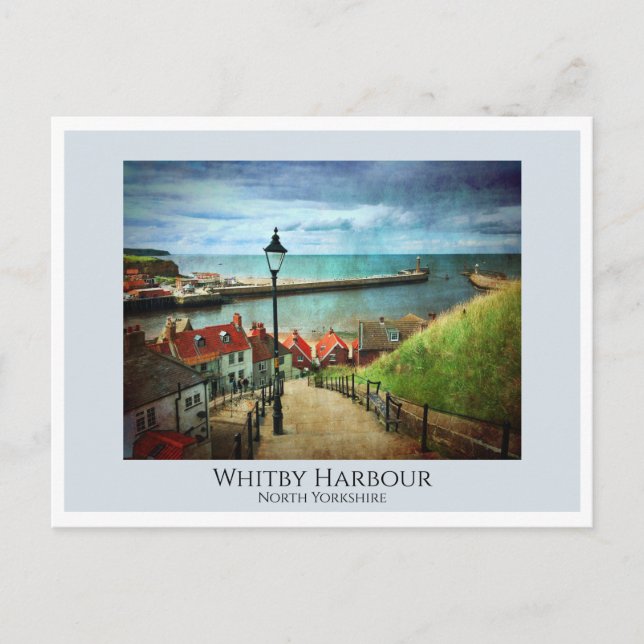 Whitby Harbor from 199 Steps Postcard (Front)