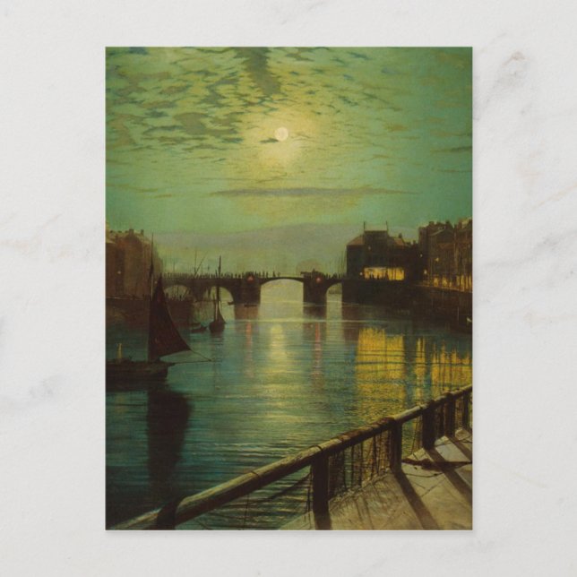 Whitby Harbour by Moonlight John Atkinson Grimshaw Postcard (Front)