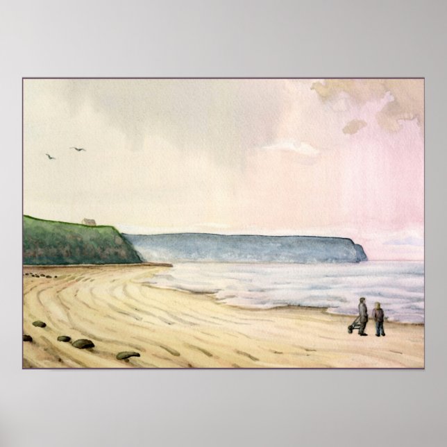 whitby sea and cliffs England Poster (Front)