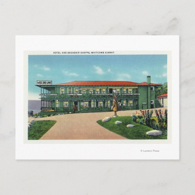 Whitcomb Summit Hotel and Souvenir Shoppe View Postcard (Front)