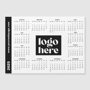 White 2025 Business Logo Magnetic Calendar