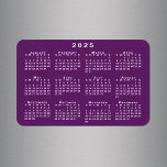 White 2025 Calendar on Purple Background Template Magnet<br><div class="desc">White 2025 calendar is superimposed over a purple background template on this handy 4"x6" flexible magnet. You can add your own background image in the sidebar if you like. If you just want a different colour background, tap "Edit using Design Tool, " select the purple background and click delete. Then...</div>