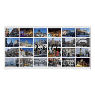 White 24 Photo Collage Grid Travel Custom Poster