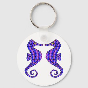 White 2 Seahorses Keychain