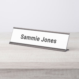 White 2x8 Name Plate for Desk or Wall Changeable