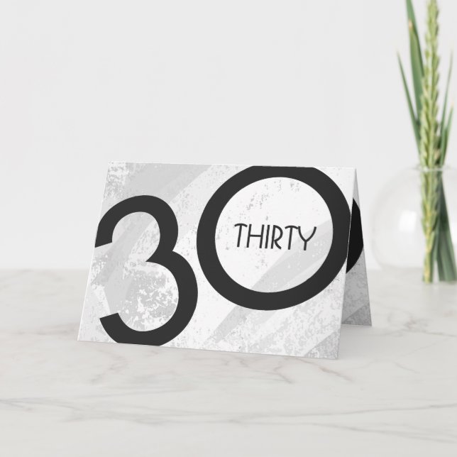 White 30 Decade Birthday Card (Front)