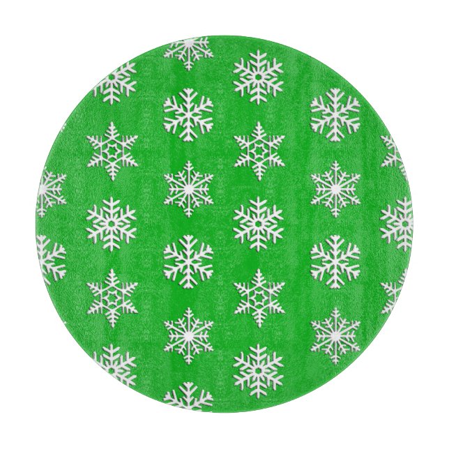White 3-d snowflakes, Customizable Background Cutting Board (Front)