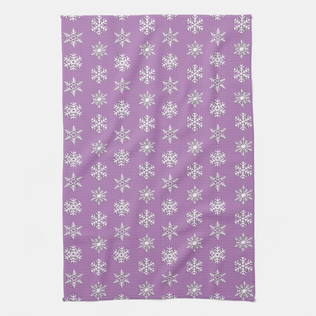 White 3-d snowflakes, Customizable Background Kitchen Towel (Vertical)