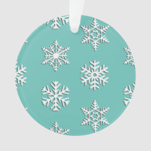 White 3-d snowflakes, Customizable Background Ornament