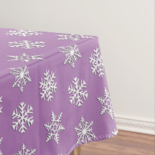 White 3-d snowflakes, Customizable Background Tablecloth