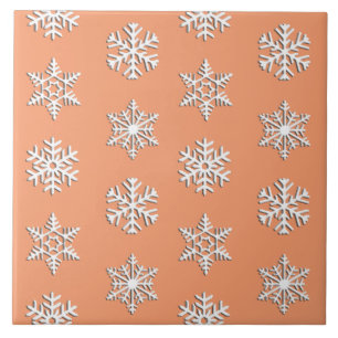 White 3-d snowflakes, Customizable Background Tile