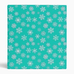 White 3-d snowflakes on a turquoise background binder