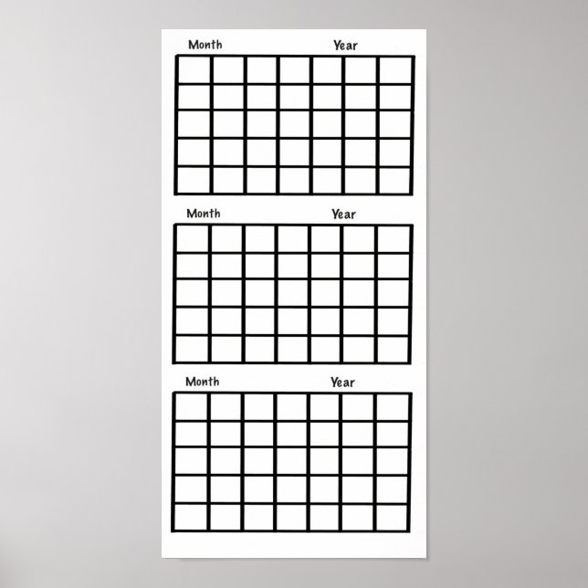 White  3 Month Calendar Poster (Devant)
