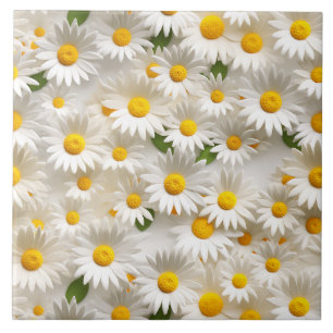 White 3D Daisy Seamless Pattern Tile