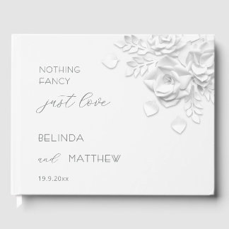 White 3D Floral Roses |  Casual Wedding Guest Book