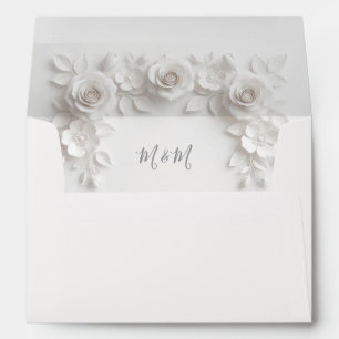 White 3D Floral Roses Wedding Envelope