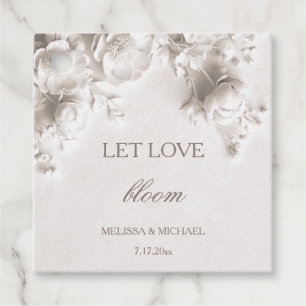 White 3D Flowers Let Love Bloom Favour Tags