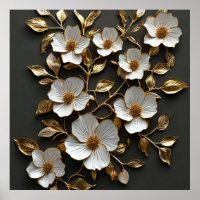 White 3d flowers