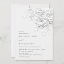 White 3D Flowers Roses Simple Wedding