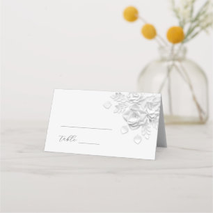 White 3D Flowers Wedding Place Card