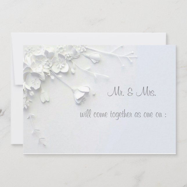 White 3D simple flower Invitation (Front)