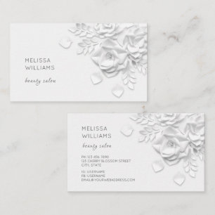 White 3D Simple Flowers Business Card