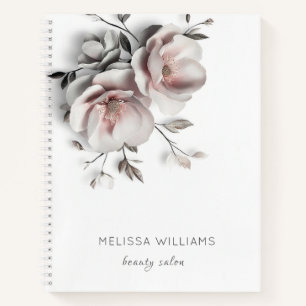 White 3D Simple Flowers Notebook