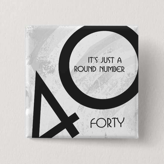 White 40 Decade Birthday 2 Inch Square Button (Front)