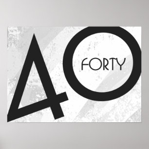 White 40 Decade Birthday Poster