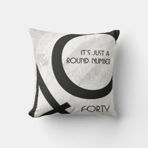 White 40 Decade Birthday Throw Pillow