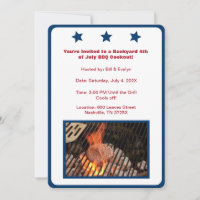 White 4th of July Hamburger Barbecue Invitation