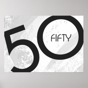 White 50 Decade Birthdday Poster