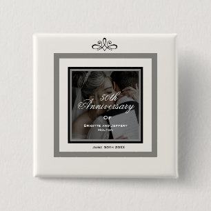 White 50th anniversary button