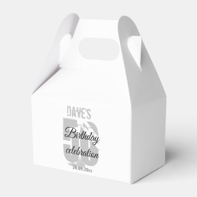 White 50th Any Age Birthday Party Custom  Favor Box (Front Side)