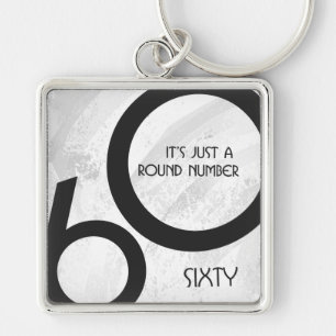 White 60 Decade Birthday Keychain