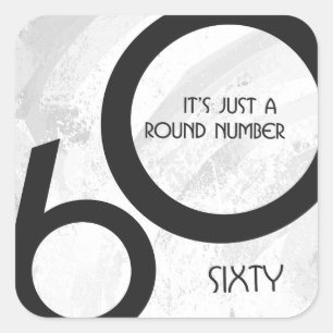 White 60 Decade Birthday Square Sticker