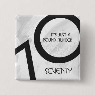 White 70 Decade Birthday 2 Inch Square Button