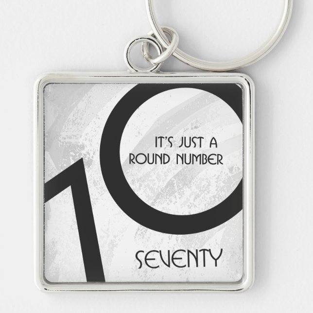 White 70 Decade Birthday Keychain (Front)