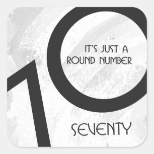 White 70 Decade Birthday Square Sticker