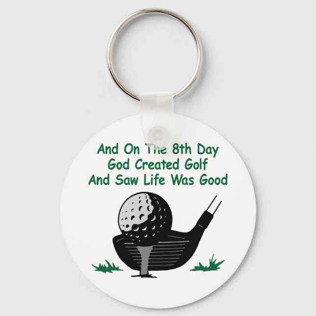 White 8Th Day Created Golf Keychain (Front)
