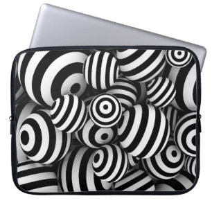 White abstract background with balls and black lin laptop sleeve