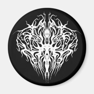 White Abstract Broken Heart Tribal Design Magnet