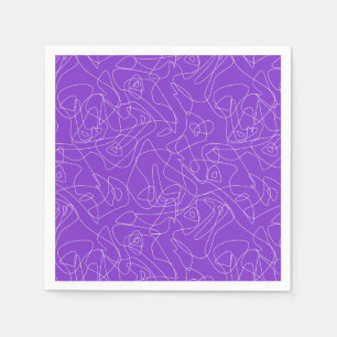 white abstract curved lines on a purple background napkin