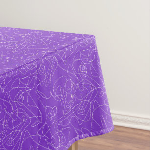 white abstract curved lines on a purple background tablecloth