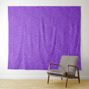 white abstract curved lines on a purple background tapestry